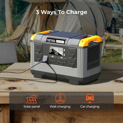 2016Wh Capacity Portable Power Station with Solar Panel Charging and Type C Port for Home Use