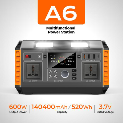 600W Portable Power Station with Solar Charging and Wireless Output
