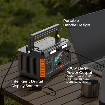 600W Portable Power Station with Solar Charging and Wireless Output