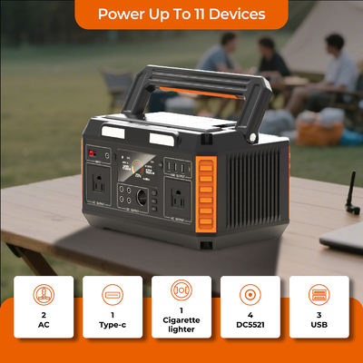 600W Portable Power Station with Solar Charging and Wireless Output
