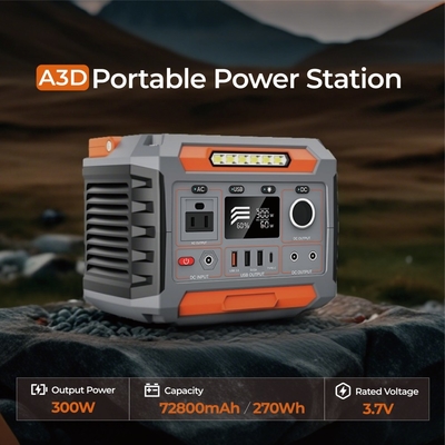 300W Portable Power Station with 270Wh Lithium Battery and Solar Charging